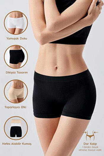 Artış High Waist Seamless Women's Boxers - Pack of 3
