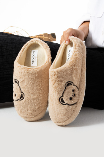 STOCON new Season Women's Plush Slippers - Dowry and Bundle Detailed, noiseless, Thick Sole