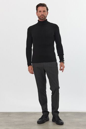 Livio Ferri Pulover pentru bărbați, cu gât roscat, slim fit, tricotaj cu nervuri