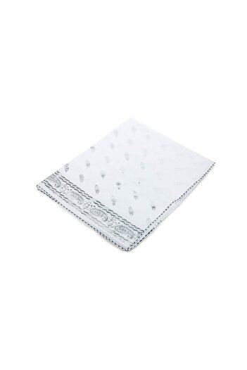 İhvan Panel Patterned Gilded White Blanket