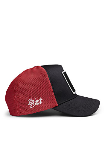 BlackBörk V1 Wolf Logo Black-Red Trucker Hat