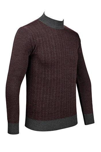 Çizgi Triko Stripe Knitwear Men's Half Turtleneck Knitwear Sweater Patterned Steel Knit Classic Fit - 5005B