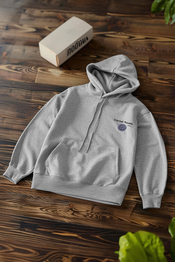 Edit by Trendyol Graues Unisex-Sweatshirt mit Kapuze in Übergröße – lange Ärmel, warmer Aufdruck, TEDAW25SW00053