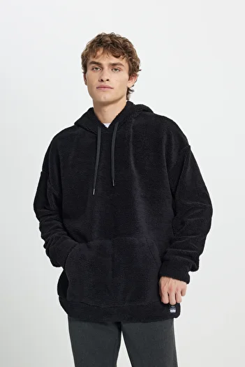 AC&Co / Altınyıldız Classics Ανδρικό φούτερ Sherpa με κουκούλα Oversize - Fleece