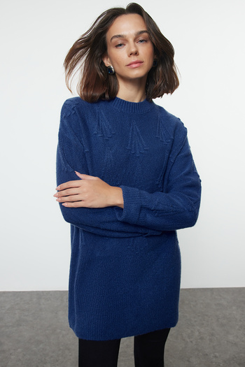 Trendyol Modest Indigo Patterned Knitwear Sweater - TCTAW25AK00023