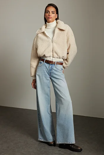 Trendyol Collection Ecrufarbener Plüschmantel - Regular Fit Twoaw25Mo00058