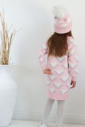 Sevimli Girl's Knitwear Sweater with Beret and Neck Collar - Set of 3