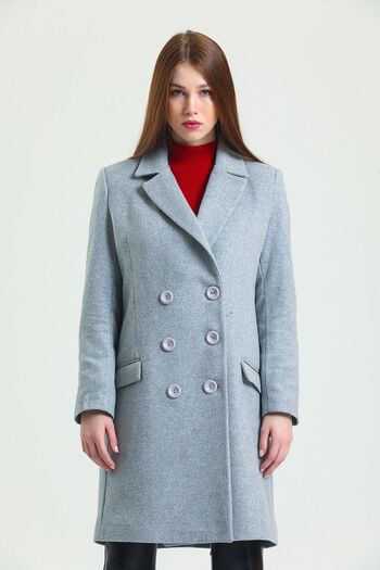 Sense Large Size Lined Cashmere Coat - Kbn34746 Gray