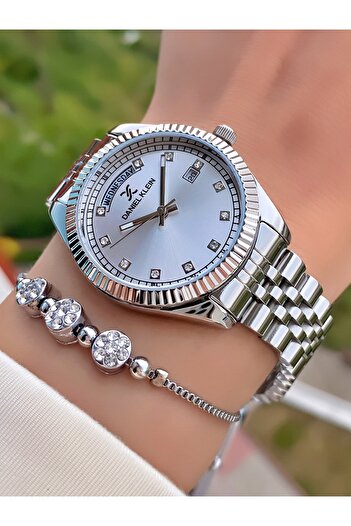 Daniel Klein Silver Color Waterproof Women's Wristwatch
