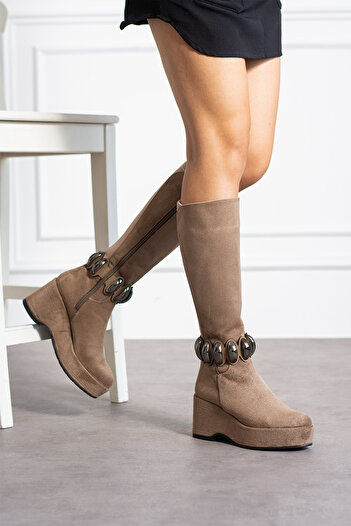 ZENNESHOES Adele Women's - Wedge Stretch Heeled Over-The-Knee Boots