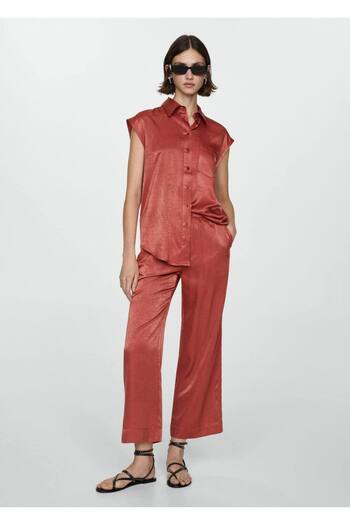 MANGO Woman Satin Tie Detailed Shirt