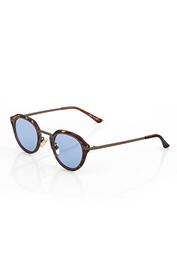 Eagle Eyes Blue Matte Glass Matte Leopard Bone Frame Unisex Sunglasses