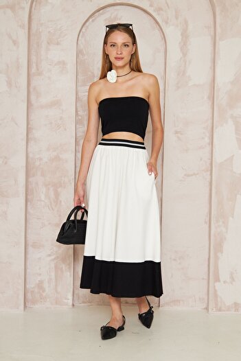 Pasaklı Giyim Color Blocked Loose Kilo Pocket Long Bohemian Skirt - Women's, Rubber Stripe3535220