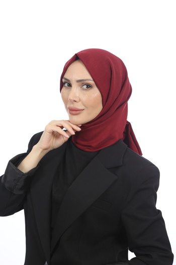 HAR-UM Ticaret Hijab Women's Cotton Jazz Shawl Claret Red