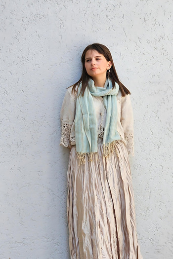 Bahtiyar İpek Kirman Silk Blue Scarf