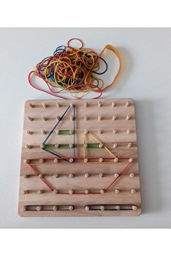 Moccotoys Montessori Geometry Game - Shapes with Card and Elastic (8X8)