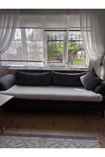 Savana Plush Sofa Bed and Sofa Cover with Fringes on One Side 70x200