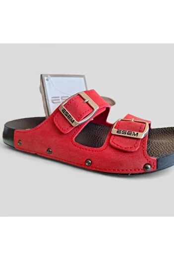 Esem New Trend Red Double Buckle Full Orthopedic Slippers
