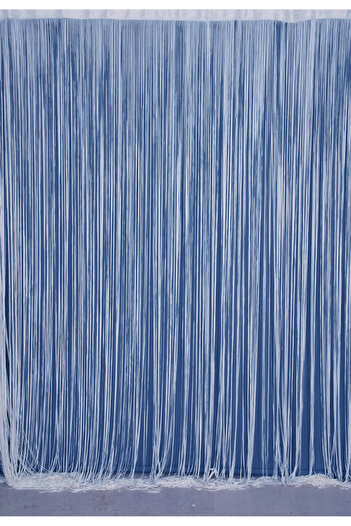 AKÇA TEKSTİL Blue Rope Curtain - 100 cm Length, 210 cm Ready Buttons, Sewn