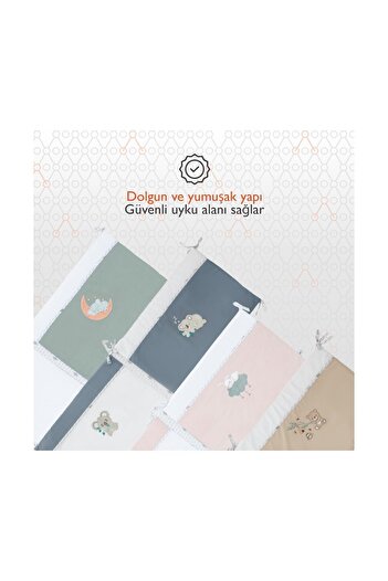 Gezenbebe Hero Bebek & Çocuklar Için Nakışlı Karyola Kenar Koruyucu (40X180) Bunny