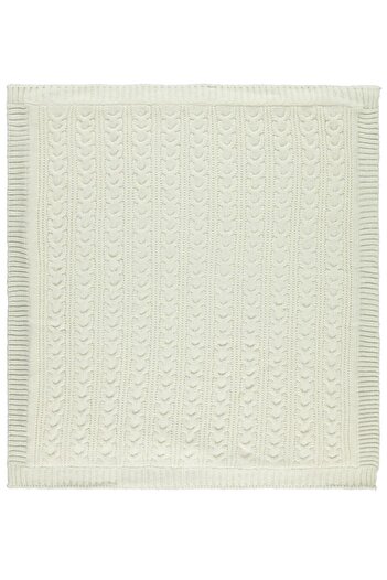 Recos Beige Knitwear Blanket - Tail Patterned, Striped, Wool Fade Resistant (75x95)