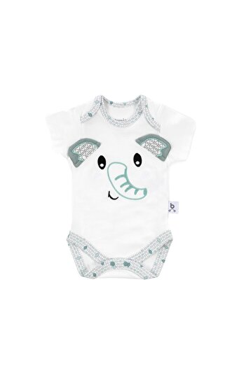 Gezenbebe Hero Elefant Patterned Embroidered Short Sleeve Body for Babies