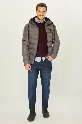D1fference Men's Anthracite Water Resistant and Wind Resistant Puffer Jacket with Fleece Inside