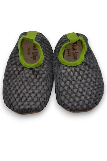 First Step Gray Children's Pool Booties - Mesh and Non-Slip Sole F-9024