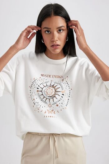 DeFacto Relax Fit Crew Neck Thin Sweatshirt B1808ax23au