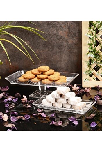 Paşabahçe Madlen Crystallin Serving Plates With And Without Foot 2 Pieces Fma06015 Fma06006 066oa 067oa