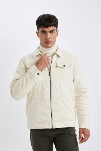 DeFacto Slim Fit Suede Coat Slim Fit Shirt Collar Zip Pocket A3254Ax24Au