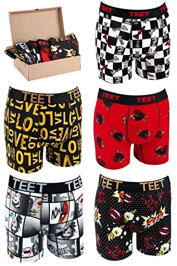TEET Set boxer premium pentru bărbați de 5 cadou cu model lycra din bumbac