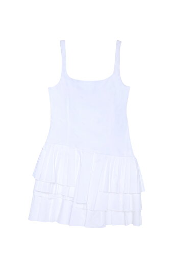 Quzu Rochie mini albă cu croială asimetrică