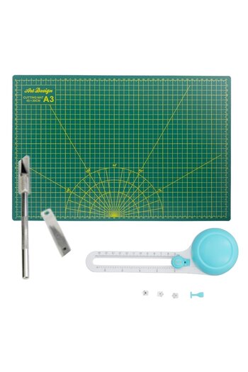 roco paper Handcrafted Cutting Kit - 5 Replacement Blades, Cutting Mat, Round Cutting Blade, and Cretary Blade
