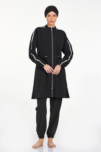 Adasea 4581-24 Black Hijab Swimsuit - Lycra and Jelly