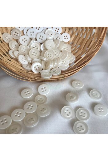 Bukle İplik 18 Size Cream Chubby Button - Shirt Button (50 Pieces)