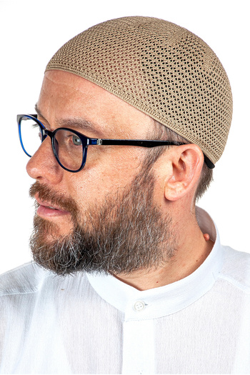 İhvan Розкішна сталева в'язана молитовна шапочка, коричнева, 1 шт.