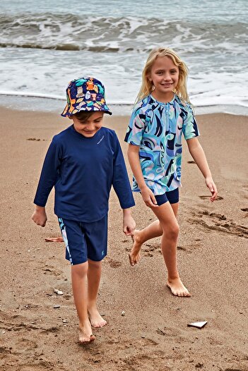 Marina Boy's Shorts - Navy Blue Patterned, B2433