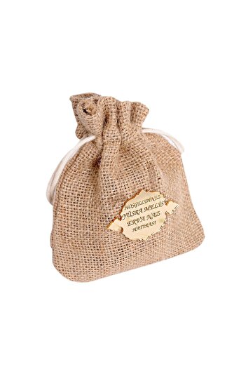 İhvan Gift Prayer Beads - Name Printed - Jute Fabric Pouch - 99 Pieces - Mevlid Gift