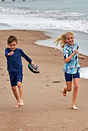 Marina Boy's Shorts - Navy Blue Patterned, B2433