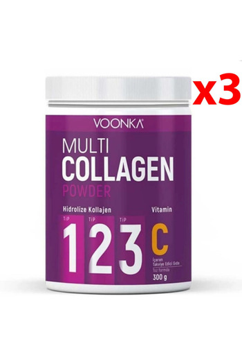 Voonka 300 Gr Multi Collagen Powder and Vitamin C - 3 Pieces