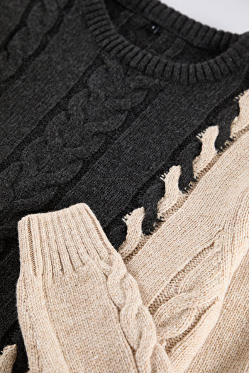 Trendyol Collection Limited Edition Anthracite Slim Fit Woolen Crew Neck Hair Knit Knitwear Sweater Tmnaw22Kz2079