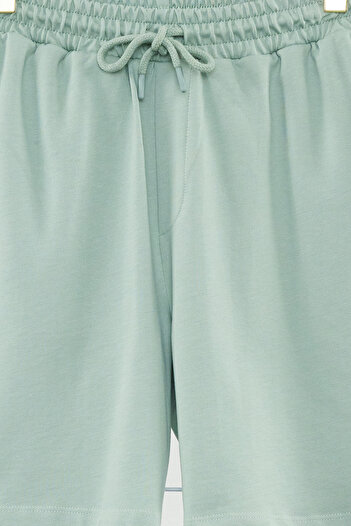 Trendyol Collection Mátový Regular/Regular Fit Více Stabilnější Kontrastní prošívání Detail 100% bavlna Šortky TMNSS24SR00043