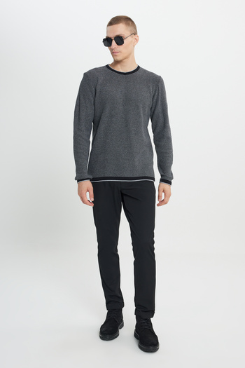 AC&Co / Altınyıldız Classics Πλεκτό πουλόβερ σε μαύρο-γκρι Crew Neck - Ανδρικό, Standard Fit