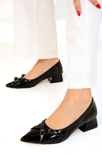SOHO Patent Leather Black Women's Classic Heeled Shoes - 19572