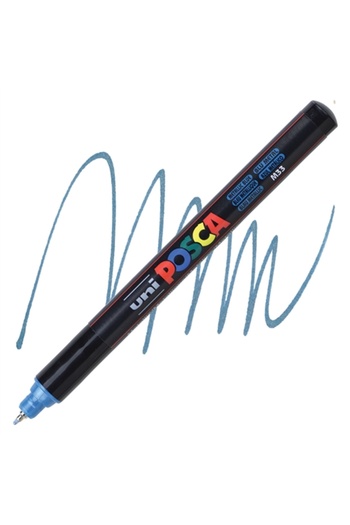 Uni 0.7mm Fine Metallic Blue Ball Posca Poster Marker - PC1MR