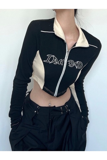 DarkellaStore Retro Vintage Y2K I Am Bad Zip Crop Jacket