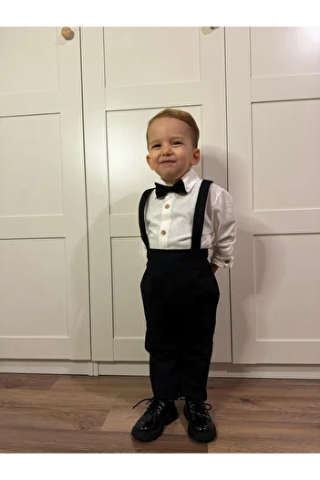 bohemkids Black Salopet with Black Bow Tie