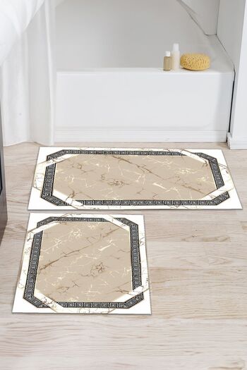 Faiend 2-Piece Non-Slip Based Bath Mat and Toilet Seat Carpet - Washable (20)