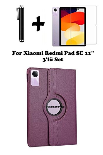 TEKNETSTORE Xiaomi Redmi Pad Se 11 Inch Tablet Compatible 360 Rotating Pu Leather Case Set with Sleep Mode